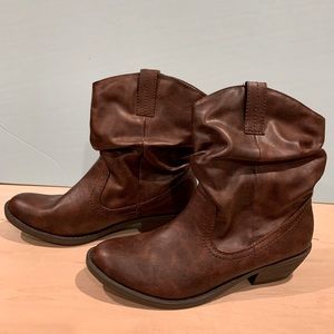 Brown leather dress boots